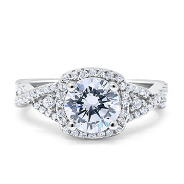 Infinity Shank Engagement Ring Round Simulated CZ 925 Sterling Silver
